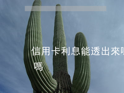 信用卡利息能透出來嗎(信用卡利息能透出來嗎)