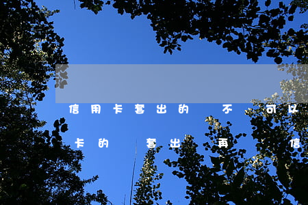 信用卡套出的錢不還可以嗎(可不可以把信用卡的錢套出來再還給信用卡)