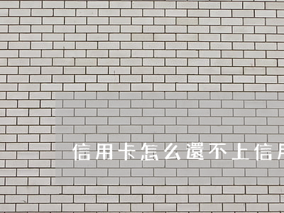 信用卡怎么還不上(信用卡還不上有什么辦法)