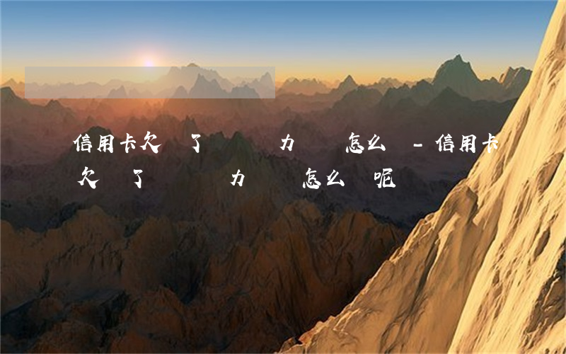 信用卡欠錢了暫時無力償還怎么辦-信用卡欠錢了暫時無力償還怎么辦呢