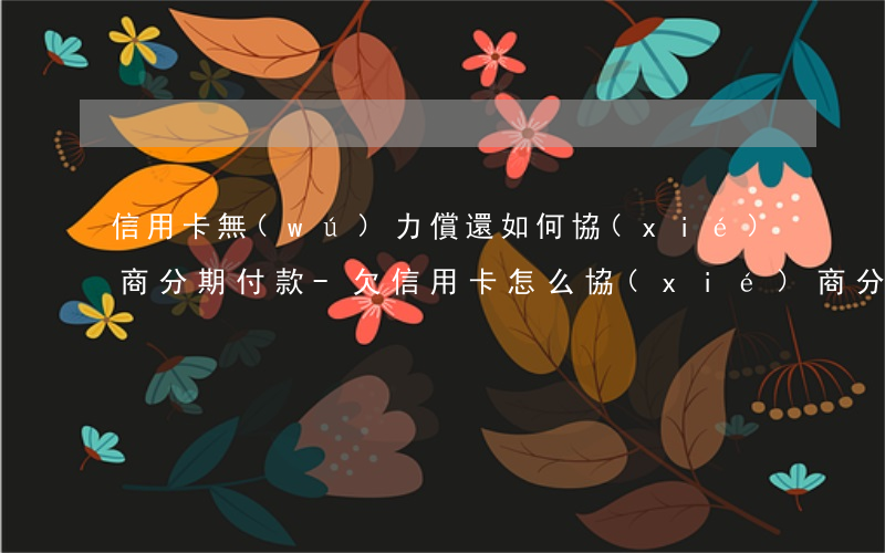 信用卡無(wú)力償還如何協(xié)商分期付款-欠信用卡怎么協(xié)商分期
