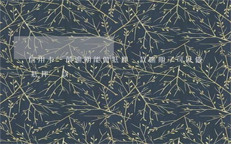 信用卡當前逾期能做抵押貸款(逾期了可以做抵押貸款嗎)