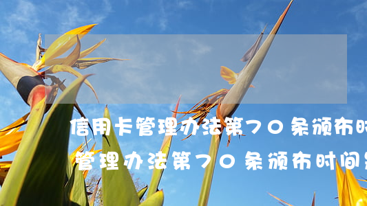 信用卡管理办法第70条颁布时间-信用卡管理办法第70条颁布时间是多少