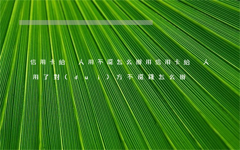信用卡給別人用不還怎么辦(用信用卡給別人用了對(duì)方不還錢怎么辦)