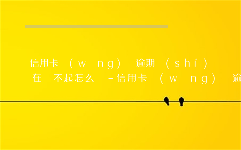 信用卡網(wǎng)貸逾期實(shí)在還不起怎么辦-信用卡網(wǎng)貸逾期實(shí)在還不起怎么辦呢