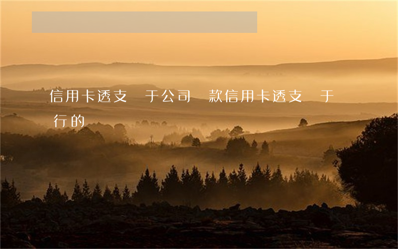 信用卡透支屬于公司貸款(信用卡透支屬于銀行的)