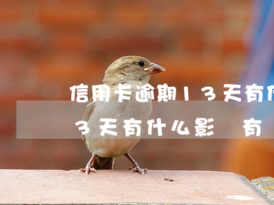 信用卡逾期13天有什么影響 信用卡逾期13天有什么影響?有補救辦法嗎?