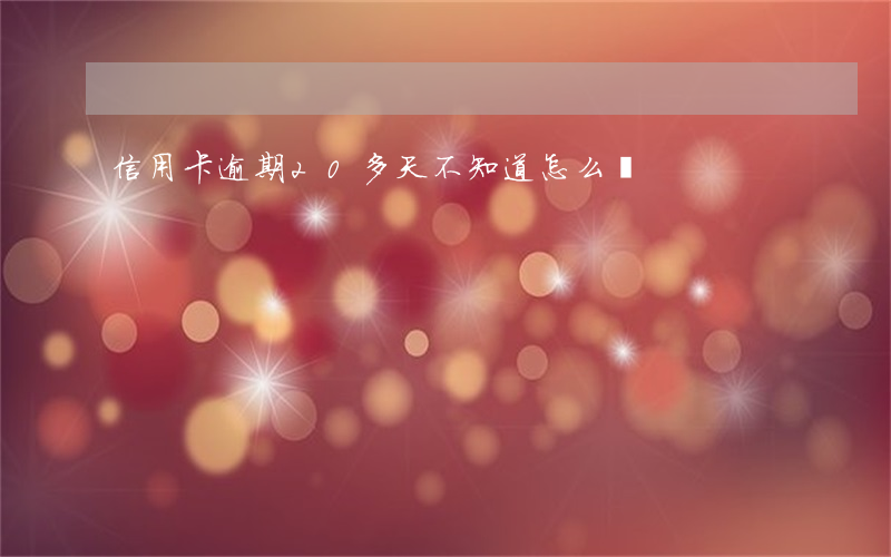信用卡逾期20多天不知道怎么辦
