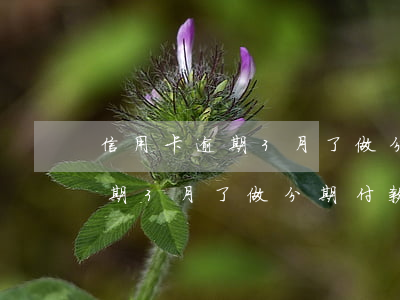 信用卡逾期3月了做分期付款吗-信用卡逾期3月了做分期付款吗有影响吗