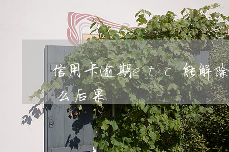 信用卡逾期etc能解除嗎(etc逾期有什么后果)