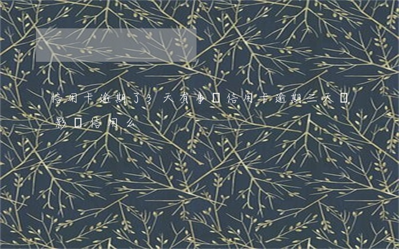 信用卡逾期了3天有事嗎(信用卡逾期三天內影響信用么)
