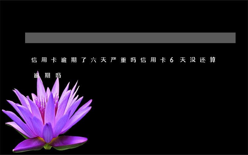 信用卡逾期了六天严重吗(信用卡6天没还算逾期吗)
