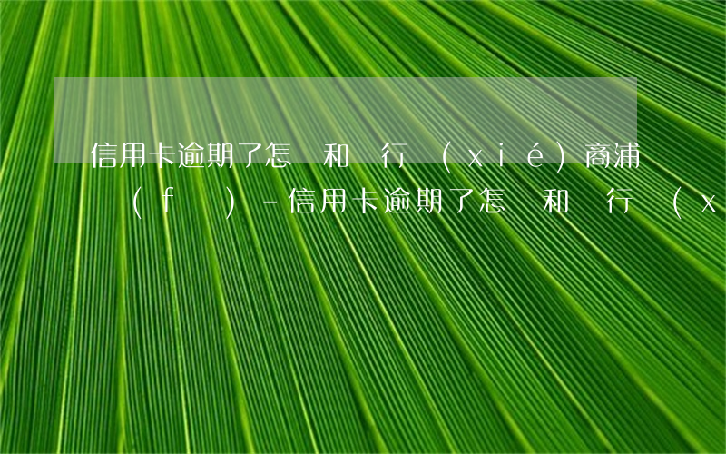 信用卡逾期了怎樣和銀行協(xié)商浦發(fā)-信用卡逾期了怎樣和銀行協(xié)商浦發(fā)銀行還款