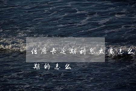 信用卡逾期利息太高怎么辦(這么多信用卡逾期的怎么辦)