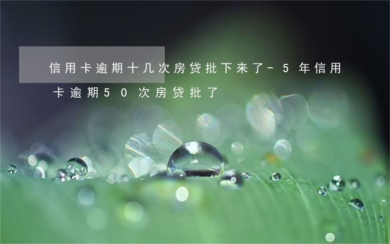 信用卡逾期十几次房贷批下来了-5年信用卡逾期50次房贷批了