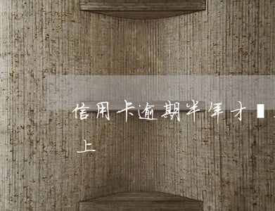 信用卡逾期半年才還上(信用卡逾期半年才還上)