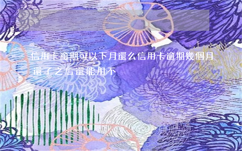 信用卡逾期可以下月還么(信用卡逾期幾個月還了之后還能用不)