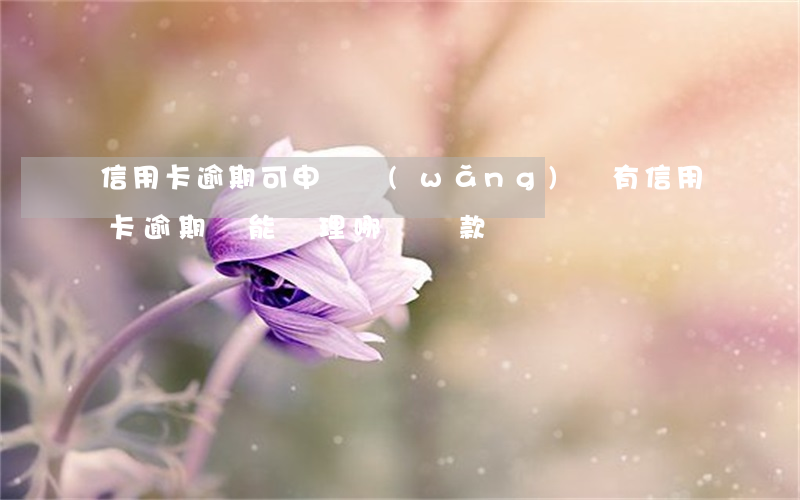 信用卡逾期可申請網(wǎng)貸(有信用卡逾期還能辦理哪個貸款)