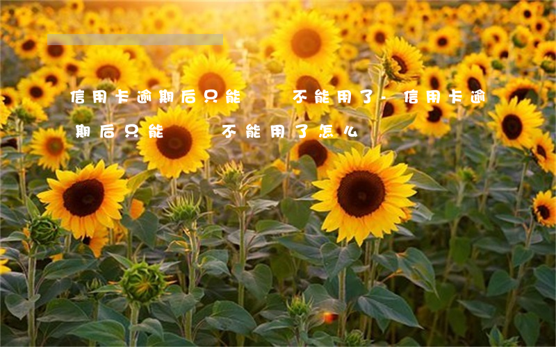 信用卡逾期后只能還錢不能用了-信用卡逾期后只能還錢不能用了怎么辦