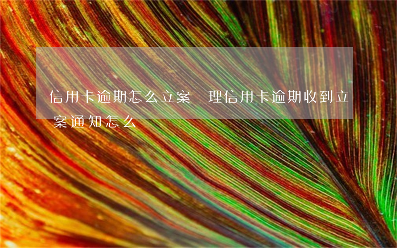 信用卡逾期怎么立案處理(信用卡逾期收到立案通知怎么辦)