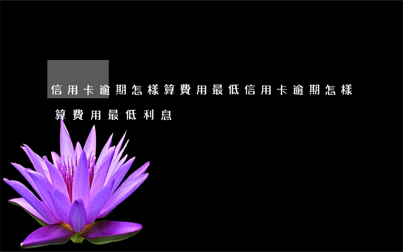 信用卡逾期怎樣算費用最低 信用卡逾期怎樣算費用最低利息