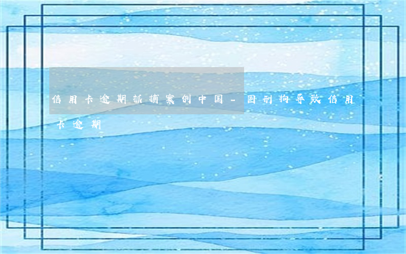 信用卡逾期抓捕案例中国-因刑拘导致信用卡逾期