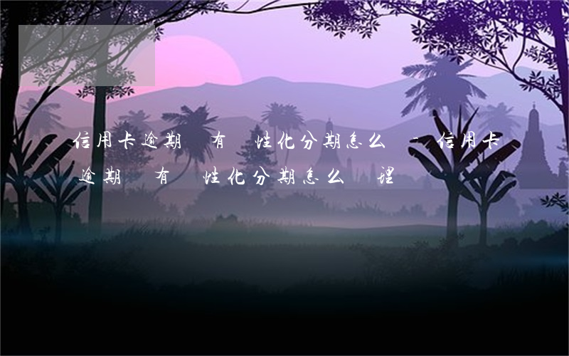 信用卡逾期沒有個性化分期怎么辦-信用卡逾期沒有個性化分期怎么辦理