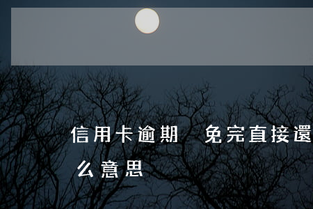 信用卡逾期減免完直接還(信用卡逾期減免什么意思)