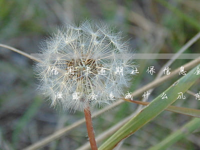 信用卡逾期社保信息会被泄露吗 社保卡信息泄露会造成什么风险