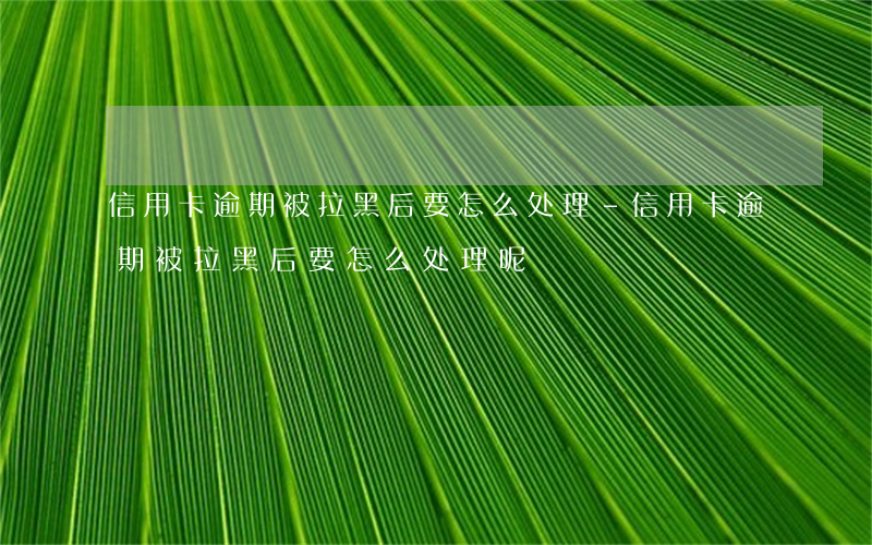 信用卡逾期被拉黑后要怎么处理-信用卡逾期被拉黑后要怎么处理呢