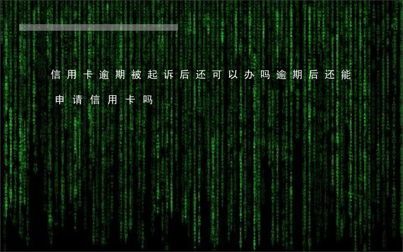 信用卡逾期被起诉后还可以办吗(逾期后还能申请信用卡吗)