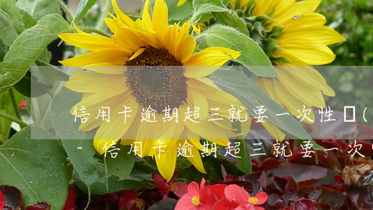 信用卡逾期超三就要一次性結(jié)清-信用卡逾期超三就要一次性結(jié)清嗎