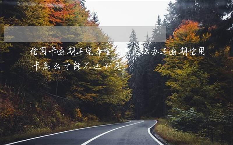 信用卡逾期还完本金利息怎么办(还逾期信用卡怎么才能不还利息)
