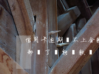 信用卡逾期還不上全款6(信用卡逾期但是全部還了還能貸款嗎)