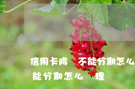 信用卡降額不能分期怎么辦-信用卡降額不能分期怎么辦理