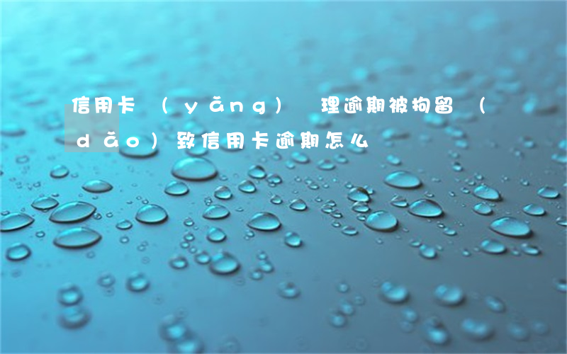 信用卡養(yǎng)處理逾期(被拘留導(dǎo)致信用卡逾期怎么辦)