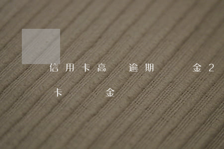 信用卡高額逾期滯納金(2017年取消信用卡滯納金)