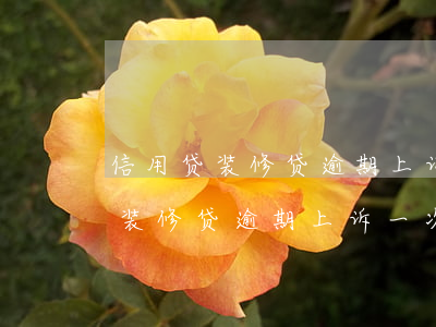 信用贷装修贷逾期上诉一次性还清-信用贷装修贷逾期上诉一次性还清可以吗