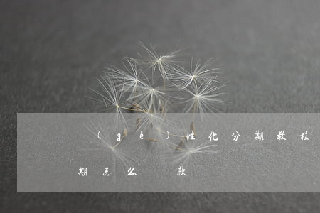個(gè)性化分期教程(個(gè)性化分期怎么還款)