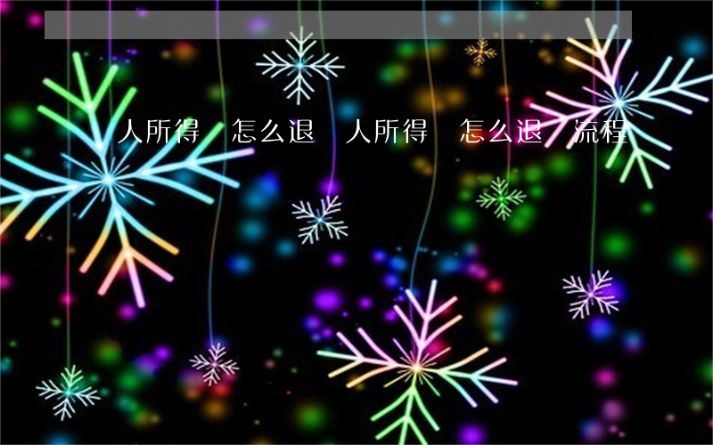 個人所得稅怎么退(個人所得稅怎么退稅流程圖)