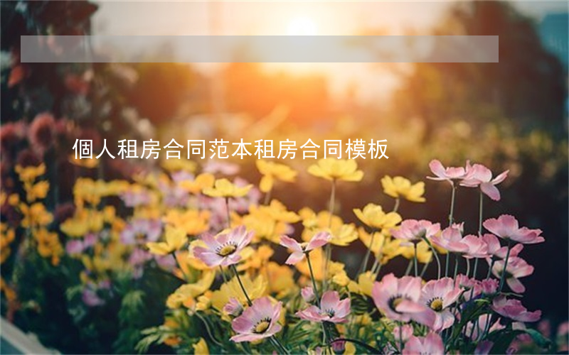 個人租房合同范本(租房合同模板)