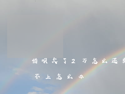 借呗欠了2万怎么还(支付宝借呗借了两万还不上怎么办)