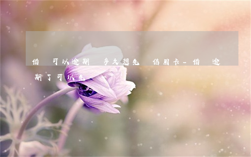 借唄可以逾期掛多久想先還信用卡-借唄逾期了可以先還一點嗎