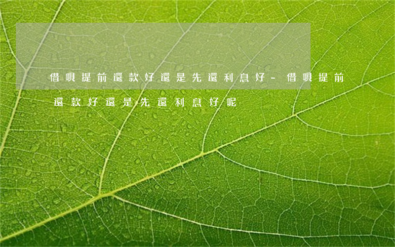 借唄提前還款好還是先還利息好-借唄提前還款好還是先還利息好呢