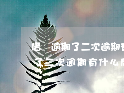借唄逾期了二次逾期有什么后果-借唄逾期了二次逾期有什么后果嗎