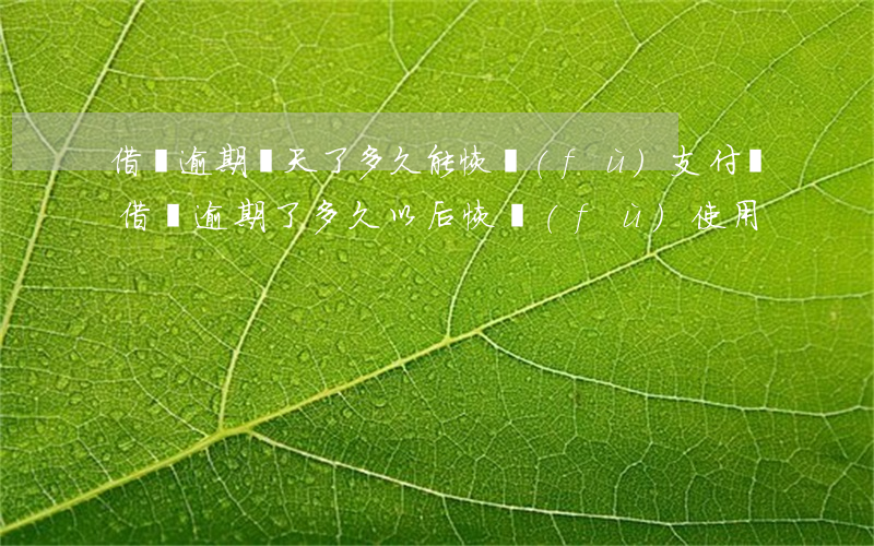 借唄逾期幾天了多久能恢復(fù)(支付寶借唄逾期了多久以后恢復(fù)使用)