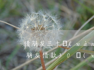 借朋友三十萬(wàn)無(wú)力償還(朋友借款30萬(wàn)不還怎么辦)