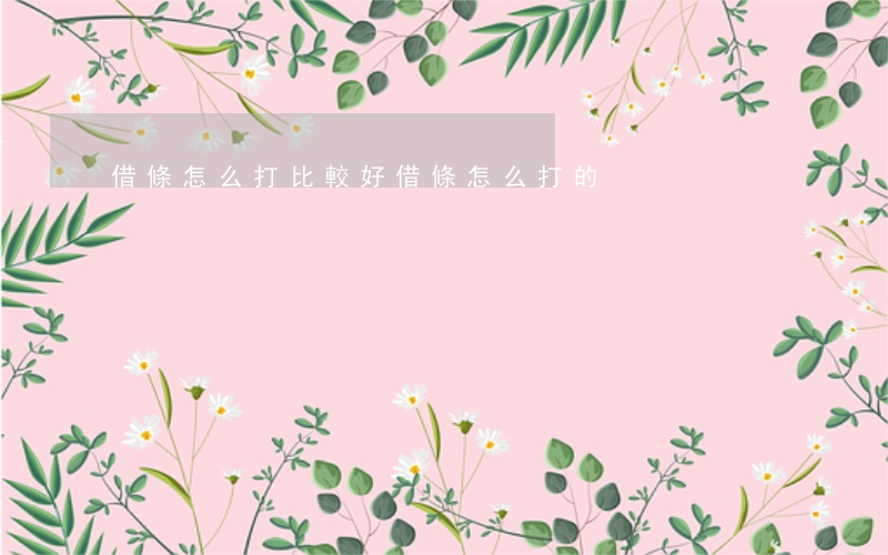 借條怎么打比較好(借條怎么打的)