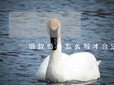 借款借条怎么写才合法(借条怎样写才合法)