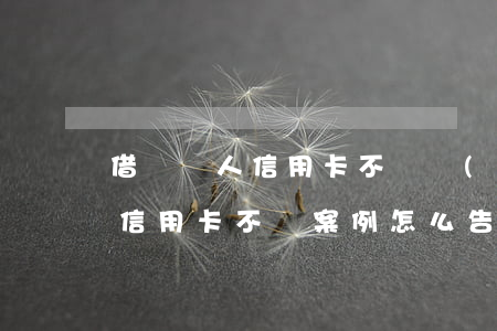 借給別人信用卡不還報(bào)警(別人借信用卡不還案例怎么告他)